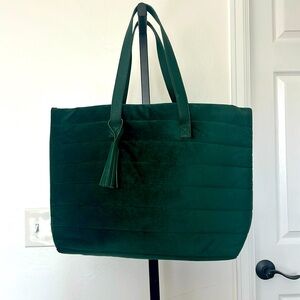 Green velvet tote bag from Barnes & noble large!